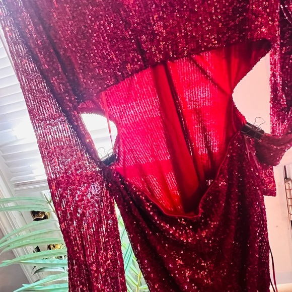 FASHION NOVA Burgundy Sequin Mini Dress - Picture 10 of 17